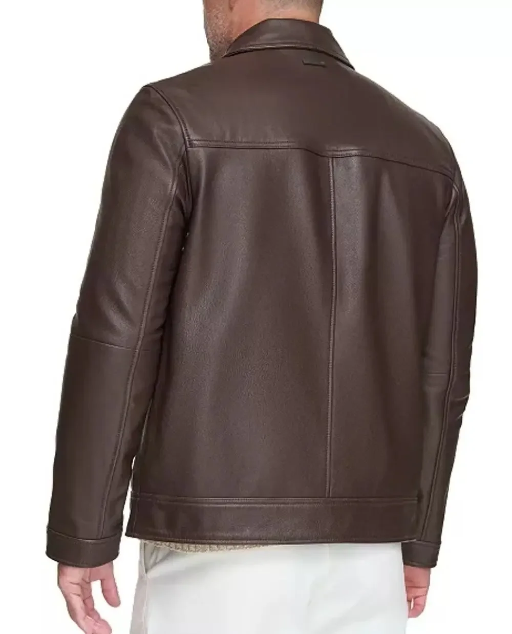 $750 Andrew Marc New York Mens Brown Full Zip Cotton Lined Coat Leather Jacket L